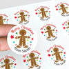 Personalised Kids Christmas Sticker Labels Gingerbread Man
