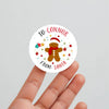 Personalised Kids Christmas Sticker Labels Gingerbread Man Festive