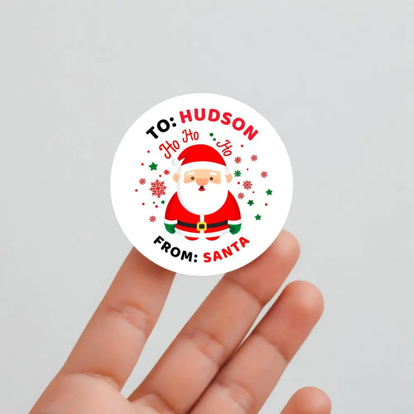 Personalised Kids Christmas Sticker Labels Ho Ho Ho From Santa
