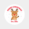 Personalised Kids Christmas Sticker Labels Reindeer Merry Christmas