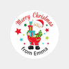 Personalised Kids Christmas Sticker Labels Santa Holding Gifts