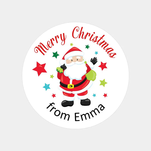 Personalised Kids Christmas Sticker Labels Santa Xmas