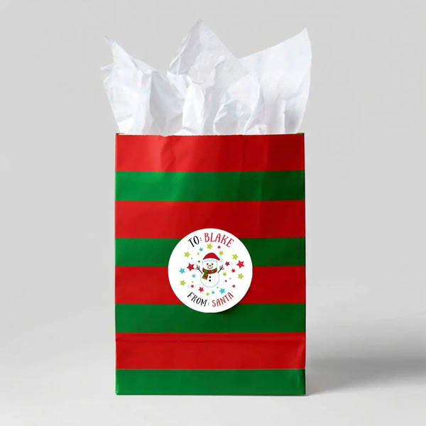 Personalised Kids Christmas Sticker Labels Snowman From Santa