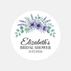 Personalised Lavender Anemone Bridal Shower Stickers – Custom Name & Date – Watercolour Floral Favour Labels