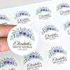 Personalised Lavender Anemone Bridal Shower Stickers – Custom Name & Date – Watercolour Floral Favour Labels