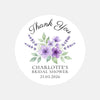 Personalised Lavender Bridal Shower Thank You Stickers – Custom Name & Date – Purple Watercolour Floral Labels - Sticksy Prints Australia