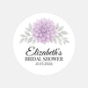 Personalised Lavender Dahlia Bridal Shower Stickers – Custom Name & Date – Watercolour Floral Favour Labels