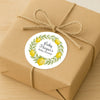 Personalised Lemon Wreath Baby Shower Stickers – Watercolour Citrus Favour Labels