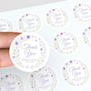 Personalised Lilac Floral Wreath Wedding Thank You Stickers – Custom Favour Labels - Sticksy Prints Australia