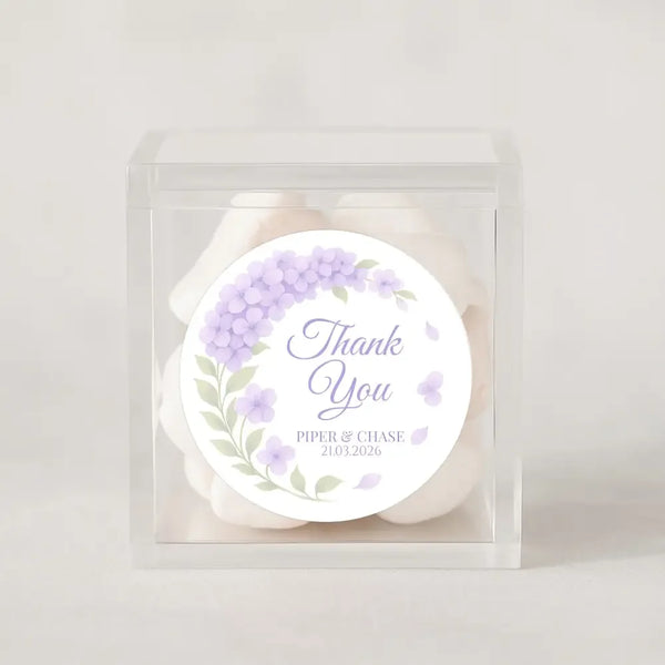 Personalised Lilac Hydrangea Wedding Thank You Stickers – Custom Floral Favour Labels - Sticksy Prints Australia