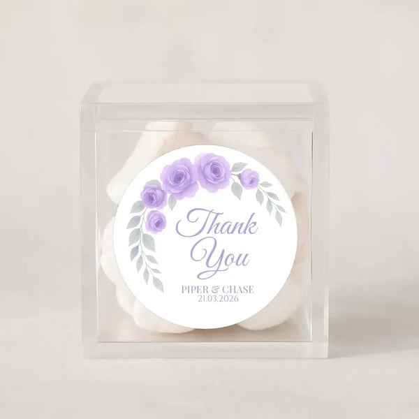 Personalised Lilac Rose Arch Wedding Thank You Stickers – Custom Floral Favour Labels - Sticksy Prints Australia