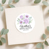 Personalised Lilac Rose & Daisy Bridal Shower Stickers – Custom Name & Date – Watercolour Floral Favour Labels