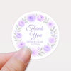 Personalised Lilac Rose Wreath Wedding Thank You Stickers – Custom Floral Favour Labels