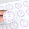 Personalised Lilac Rose Wreath Wedding Thank You Stickers – Custom Floral Favour Labels