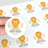 Personalised Lion Baby Shower Stickers – Safari Welcome Baby Favour Labels