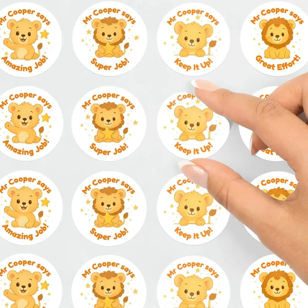 Personalised Lion Teacher Reward Stickers – Classroom Praise & Positive Reinforcement - Sticksy Prints Australia