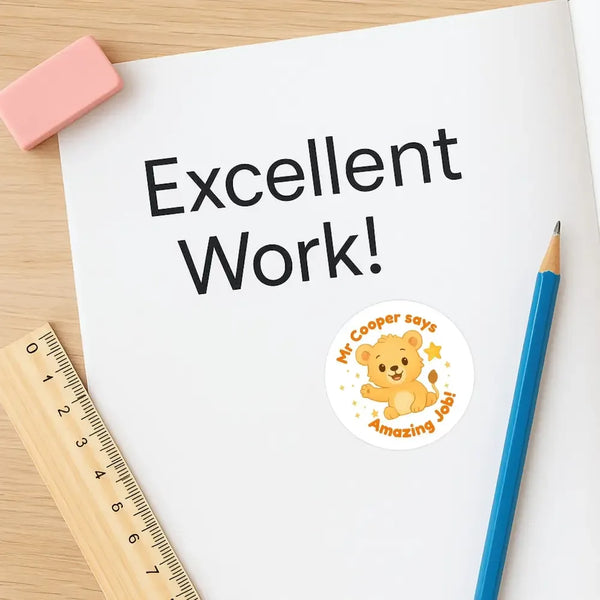 Personalised Lion Teacher Reward Stickers – Classroom Praise & Positive Reinforcement - Sticksy Prints Australia