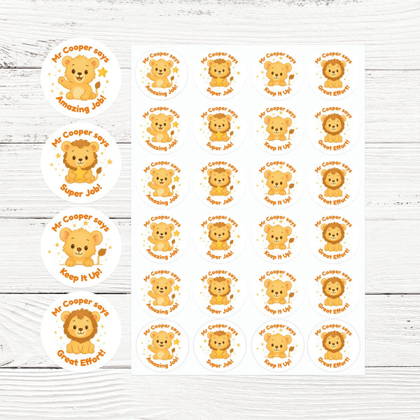 Personalised Lion Teacher Reward Stickers – Classroom Praise & Positive Reinforcement
