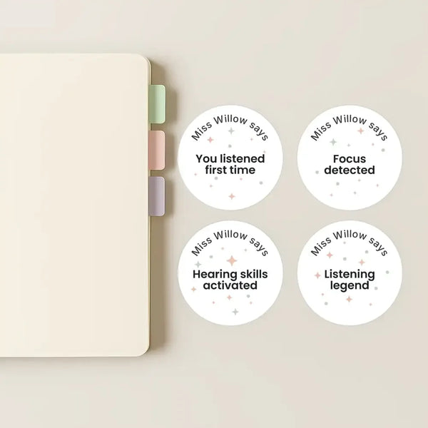 Personalised Listening & Focus Reward Stickers – Pastel Confetti Funny Teen Stickers - Sticksy Prints Australia