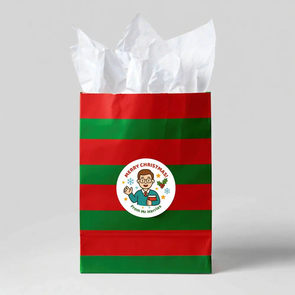 Personalised Male Teacher Christmas Stickers – Custom Holiday Stickers for Teachers