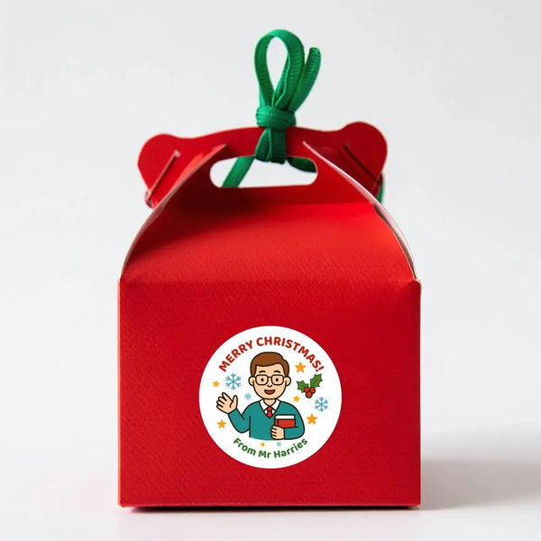 Personalised Male Teacher Christmas Stickers – Custom Holiday Stickers for Teachers