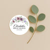 Personalised Mauve & Plum Floral Bridal Shower Stickers – Custom Name & Date – Watercolour Favour Labels