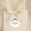 Personalised Mauve & Plum Floral Bridal Shower Stickers – Custom Name & Date – Watercolour Favour Labels