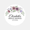 Personalised Mauve & Plum Floral Bridal Shower Stickers – Custom Name & Date – Watercolour Favour Labels - Sticksy Prints Australia