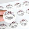 Personalised Mauve & Plum Floral Bridal Shower Stickers – Custom Name & Date – Watercolour Favour Labels