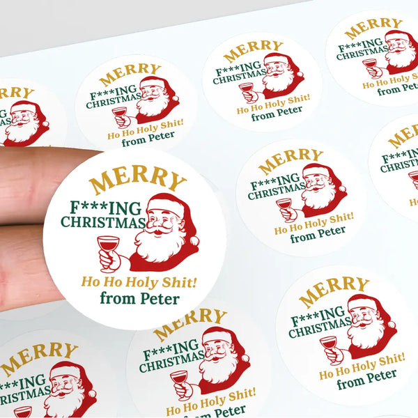 Personalised Merry F*ing Christmas Stickers Labels