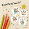Personalised Monkey Teacher Reward Stickers – Custom Name Classroom Praise Stickers