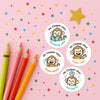 Personalised Monkey Teacher Reward Stickers – Custom Name Classroom Praise Stickers
