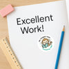 Personalised Monkey Teacher Reward Stickers – Custom Name Classroom Praise Stickers