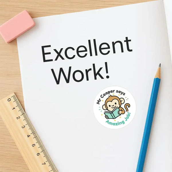 Personalised Monkey Teacher Reward Stickers – Custom Name Classroom Praise Stickers - Sticksy Prints Australia