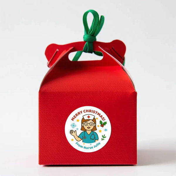 Personalised Nurse Christmas Stickers – Merry Christmas Design