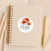 Personalised Orange Poppy Bridal Shower Stickers – Custom Name & Date – Watercolour Floral Favour Labels