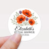 Personalised Orange Poppy Bridal Shower Stickers – Custom Name & Date – Watercolour Floral Favour Labels - Sticksy Prints Australia