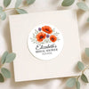 Personalised Orange Poppy Bridal Shower Stickers – Custom Name & Date – Watercolour Floral Favour Labels - Sticksy Prints Australia