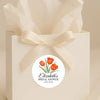 Personalised Orange Tulip Bridal Shower Stickers – Custom Name & Date – Watercolour Floral Favour Labels - Sticksy Prints Australia