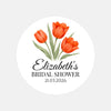 Personalised Orange Tulip Bridal Shower Stickers – Custom Name & Date – Watercolour Floral Favour Labels
