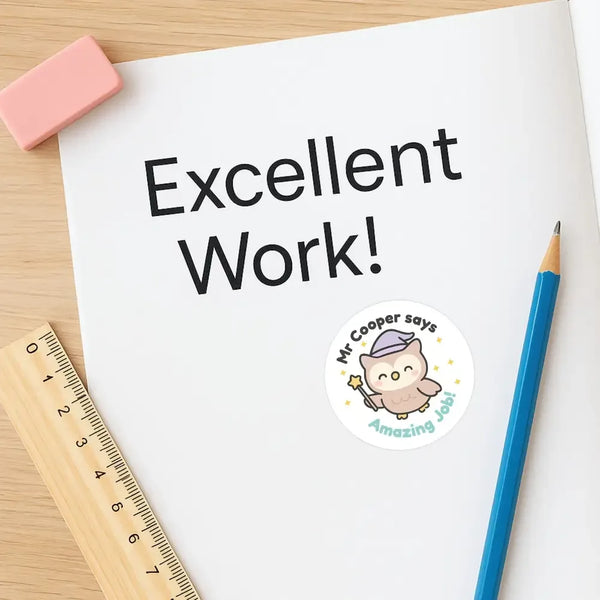 Personalised Owl Teacher Reward Stickers – Custom Name Classroom Praise Stickers - Sticksy Prints Australia