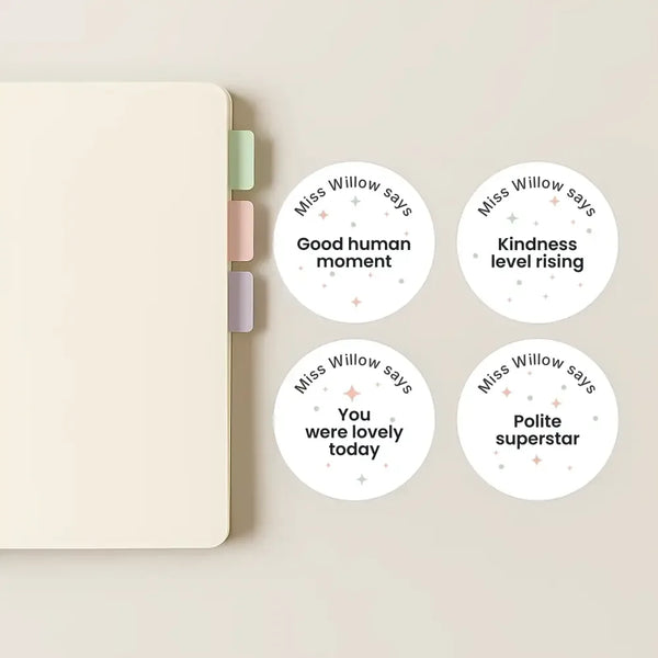 Personalised Pastel Confetti Kindness Stickers – Funny Teen Behaviour Reward Stickers - Sticksy Prints Australia