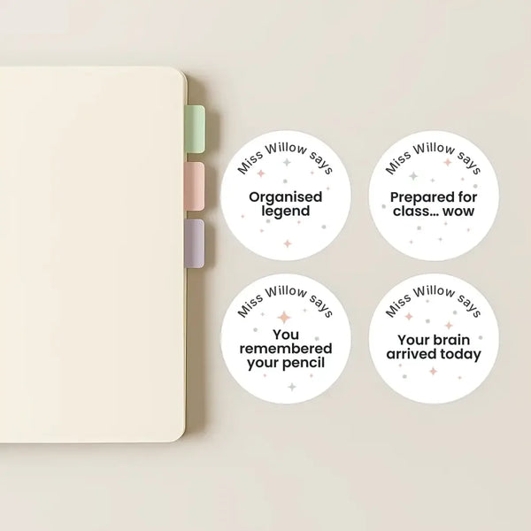 Personalised Pastel Confetti Organisation Stickers – Funny Teen Teacher Reward Stickers - Sticksy Prints Australia