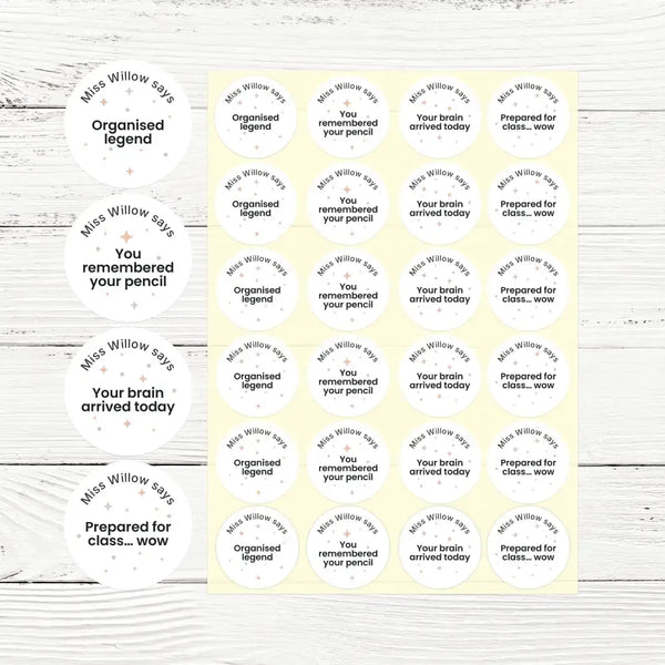 Personalised Pastel Confetti Organisation Stickers – Funny Teen Teacher Reward Stickers - Sticksy Prints Australia