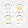 Personalised Pastel Rainbow & Star Teacher Reward Stickers – Custom Name Classroom Labels