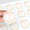 Personalised Peach & Blush Rose Wedding Thank You Stickers – Custom Floral Favour Labels