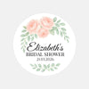 Personalised Peach Rose Bridal Shower Stickers – Custom Name & Date – Watercolour Floral Favour Labels