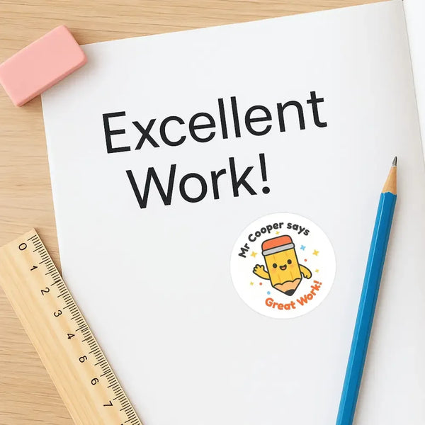 Personalised Pencil Teacher Reward Stickers – Custom Name Classroom Praise Stickers - Sticksy Prints Australia