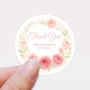 Personalised Pink Rose Wedding Thank You Stickers – Custom Blush Floral Favour Labels