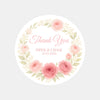 Personalised Pink Rose Wedding Thank You Stickers – Custom Blush Floral Favour Labels